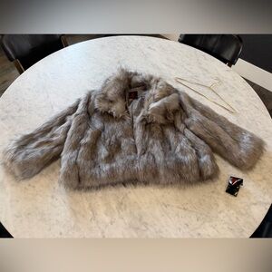 Adrienne Landau Faux Fur Coat Taupe Plush 1X NWOT